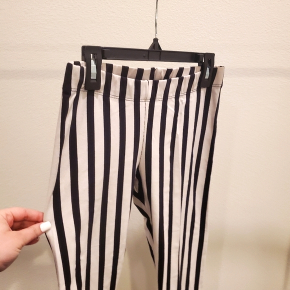 Y2K bebe Black and White Striped Legging